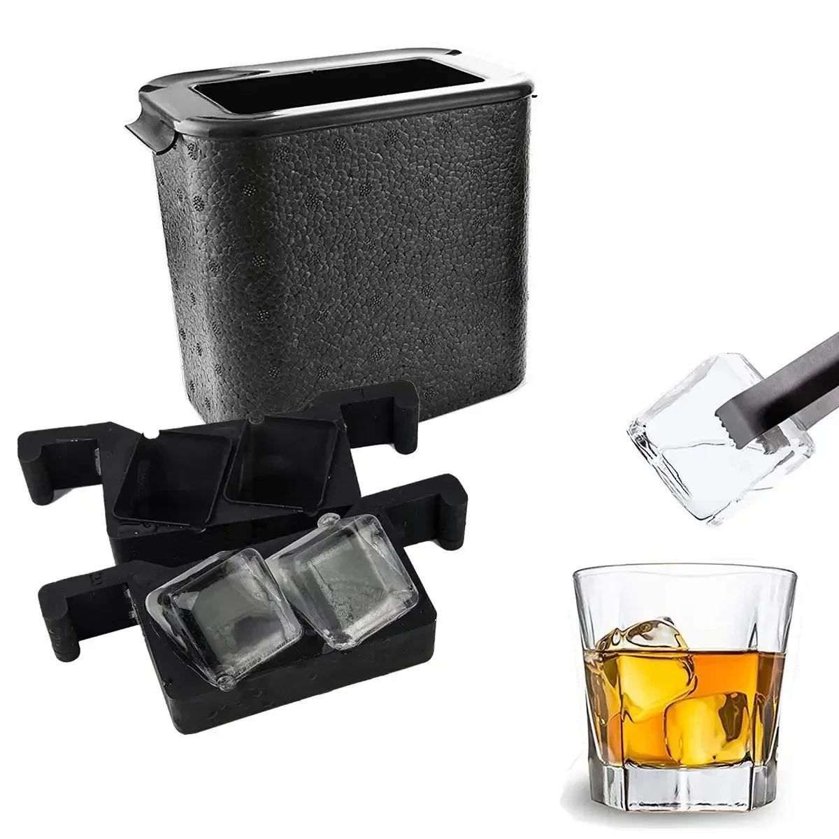 

Ice Cube Tray Maker Large Square Crystal Clear Ice Cube Maker for Cocktail, Whiskey & Bourbon Drinks, Gifts for Men