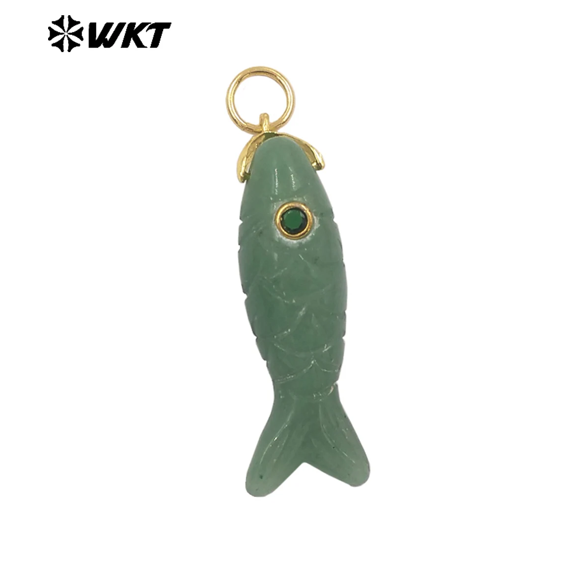 

WT-P2069 милый дизайн циркон и натуральные драгоценные камни ручная резная форма рыбы маленькие подвески для женщин ювелирные изделия DIY аксессуар