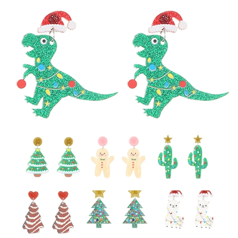 Tree Alpacas Cactus Dinosaur Earrings Jewelry Christmas Cartoon Acrylic Earring Dropsale