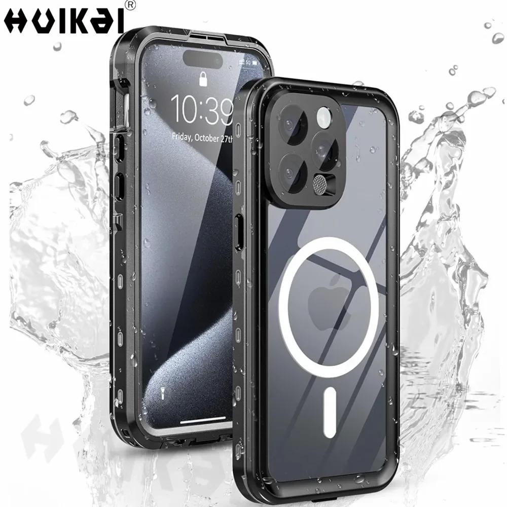 

Case for iPhone 16 Pro Max 15 Pro 14 Pro 13 Pro Max IP68 Dustproof Protector Full Body Protective Waterproof Magnetic Phone Case