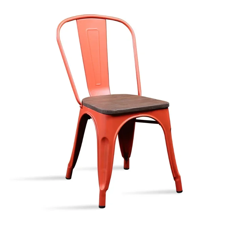 Industrial style iron chair, canteen fast food restaurant iron chair, backrest metal dining chair