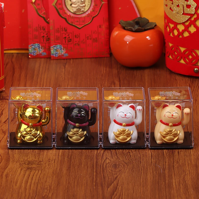 

Solar Powered Automatic Waving Cat Beckoning Fortune Cat Lucky Cat For Home Decoration Office Decor Car Ornament Birthday Gift