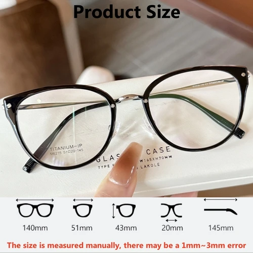 Imagen 2 del producto YIMARUILI TR90 gafas de ojo de gato de titanio puro para mujer, gafas graduadas ópticas ultraligeras de tendencia con retoque facial, montura 6215