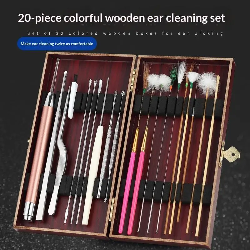 9/11/12/18/20Pcs Ear Picking Tool Set Goose Feather Stick Ear Scoop Ear Canal Massage Ear Canal Cleaning Ear Picking Tool Ear