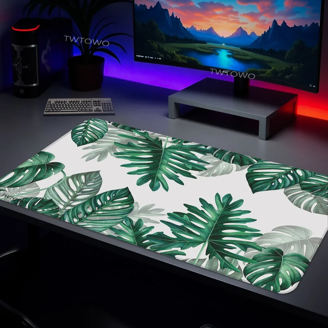 マウスパッド ゲーミング グリーンリーブス XL ホーム HD ラージ 新品 マウスパッド XXL マウスマット カーペット 滑り止め 天然ゴム コンピューターテーブルマット