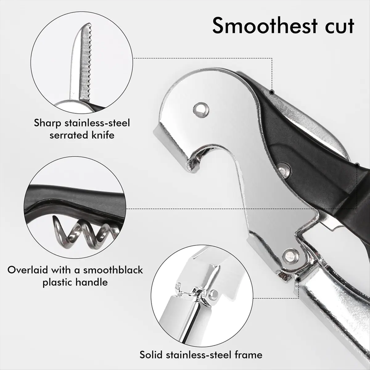 A013 Professional Waiter Corkscrew Wine Openers Set, Stainless Steel, Multi-Functional for Bartenders, Sommeliers