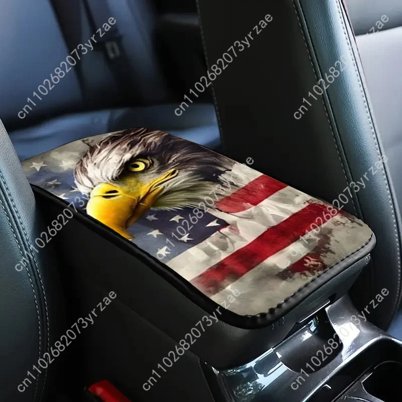 

American Eagle Flag Universal Car Armrest Mats High Quality Non-Slip Car Armrest Cover Elastic Straps Car Interior Accessories