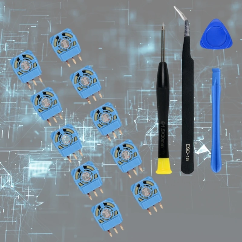 For PS5 Replacement Trim Resistor 10pcs 2K3 Ohm Potentiometer Thumbstick Module with Screwdriver Tweezer Pry Bar