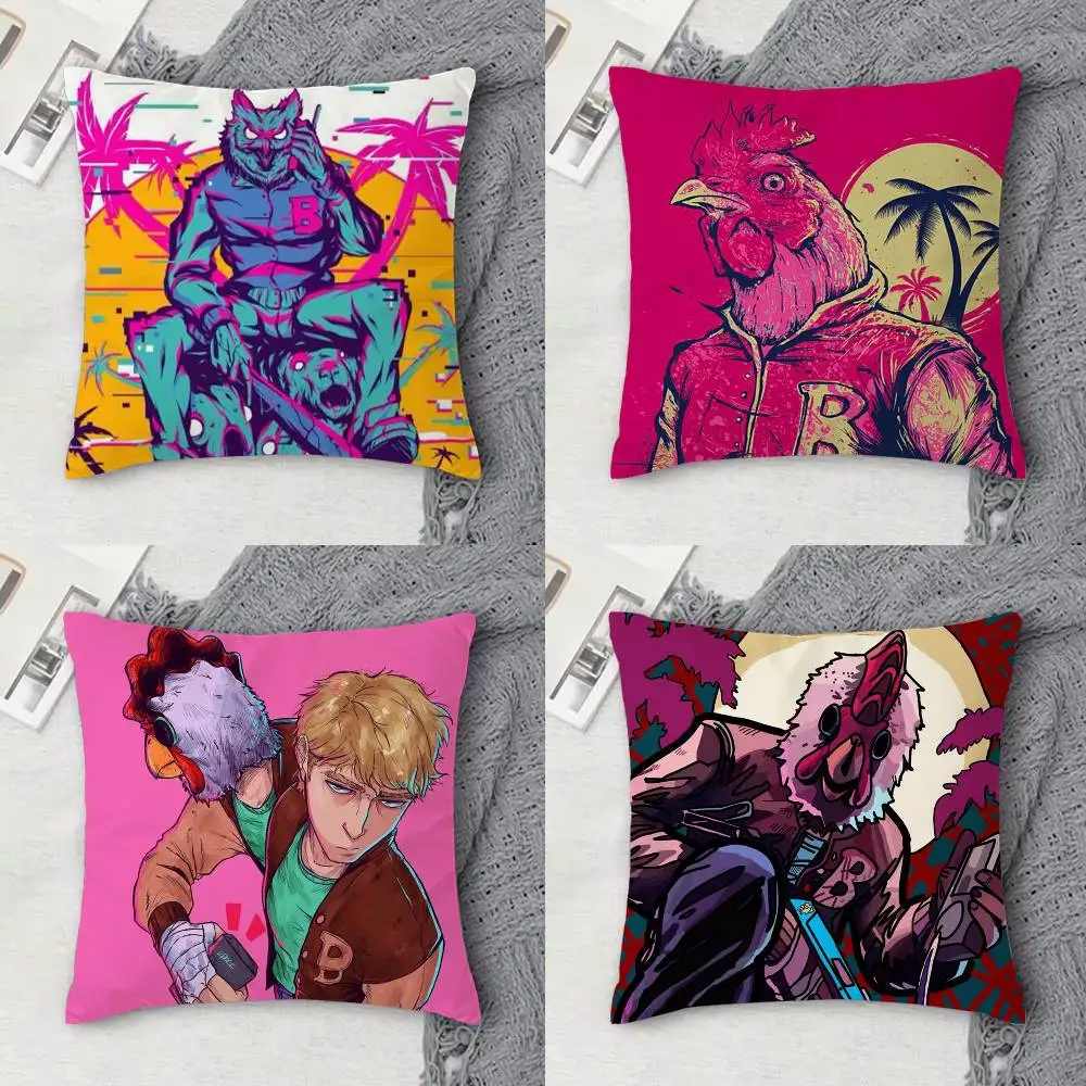 

H-Hotline Miami Double-sided Printed Square Decorative Cushion Cover for Sofa Living Room Home Decor