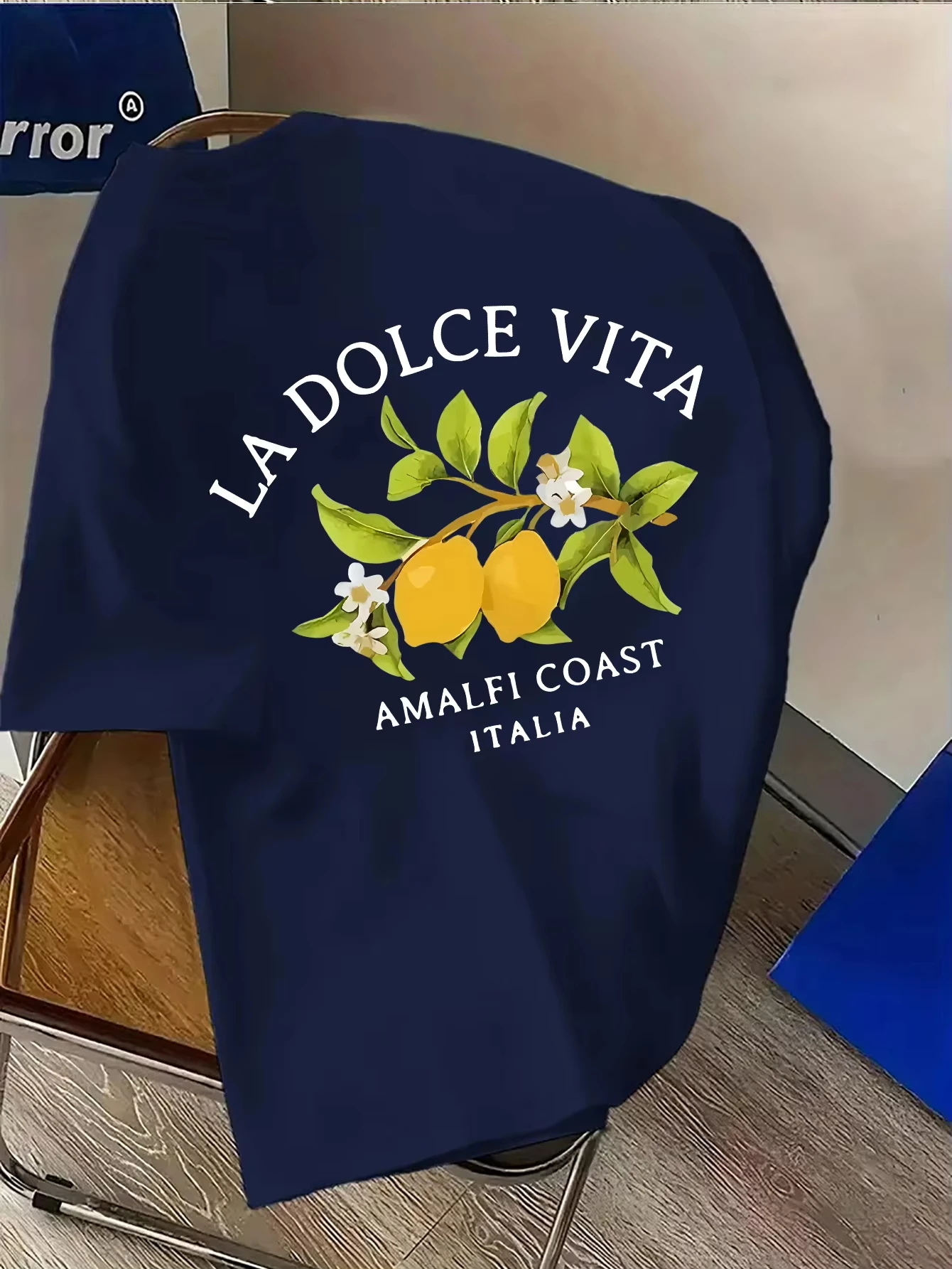 Amalfi Coast Lemon Branch Print with La Dolce Vita Text on  Mens T Shirt Great for Summer Vacation and Casual Outings