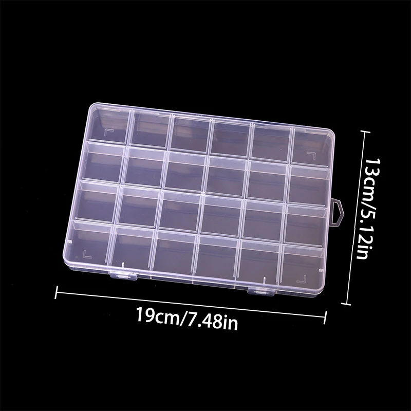 24 Slots Nail Decal Storage Box Nail Art Accessories Storage Box Removable Grid Nail Art Rhinestone Jewelry Box Accessories