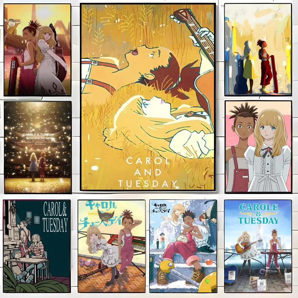 Jazz Pop Vibe Anime C-Carole Tuesday Poster  Self-adhesive Art Waterproof Paper Sticker Coffee House Bar Room Wall Decor