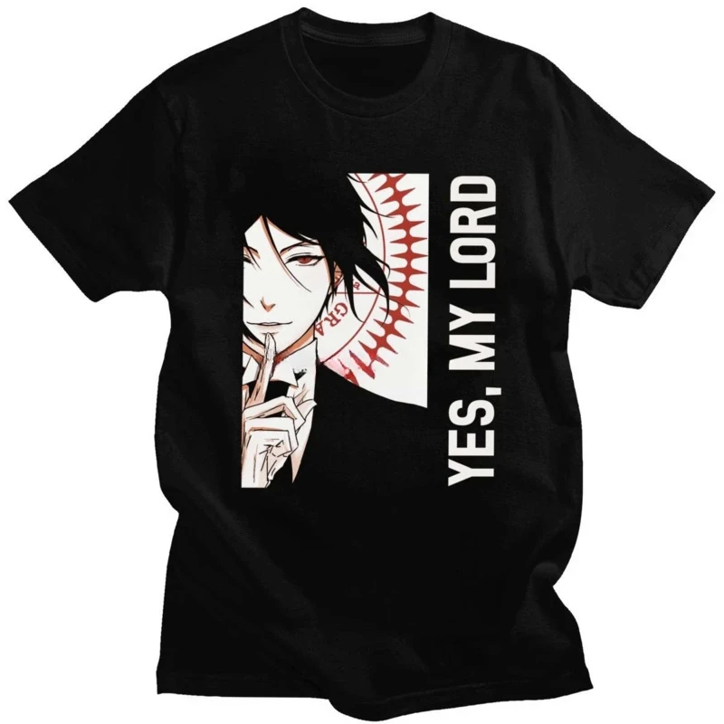 anime manga Black Butler tee short sleeves soft cotton T-shirt o-neck streetwear Sebastian Michaelis tshirt Fashion Men T shirts