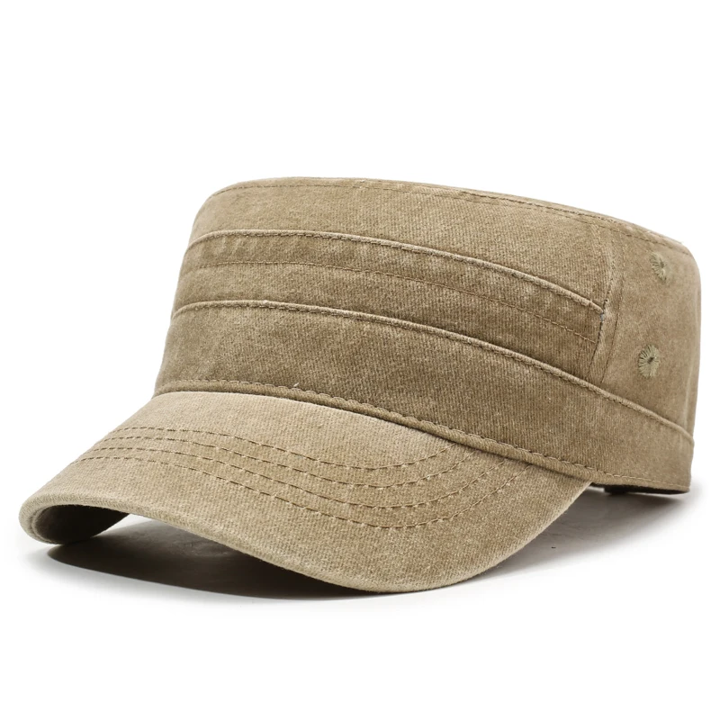 Einfarbige, gewaschene und im Used-Look-Sonnenschutz-Flachkappe für Herren – minimalistisch, stilvoll und vielseitig – Detail 8