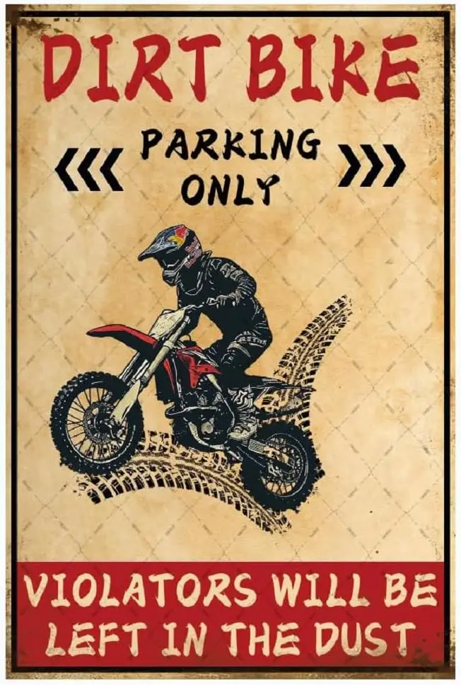 Bike Metal Tin Sign Dirtbike for Men Motorcross Accessories for Boys Wall Decoration Vintage Decor Inspirational Wall Art R sign