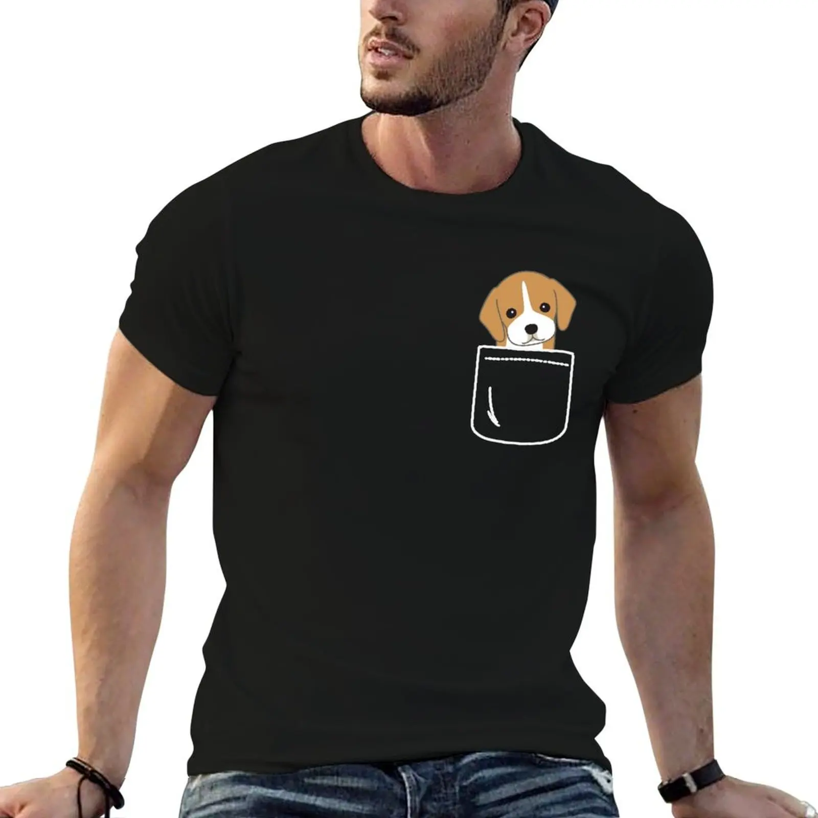 Camiseta Beagle In Pocket divertida y linda para amantes de los animales, camisetas para hombre, camisetas ajustadas para hombre, camiseta de diseñador para hombre