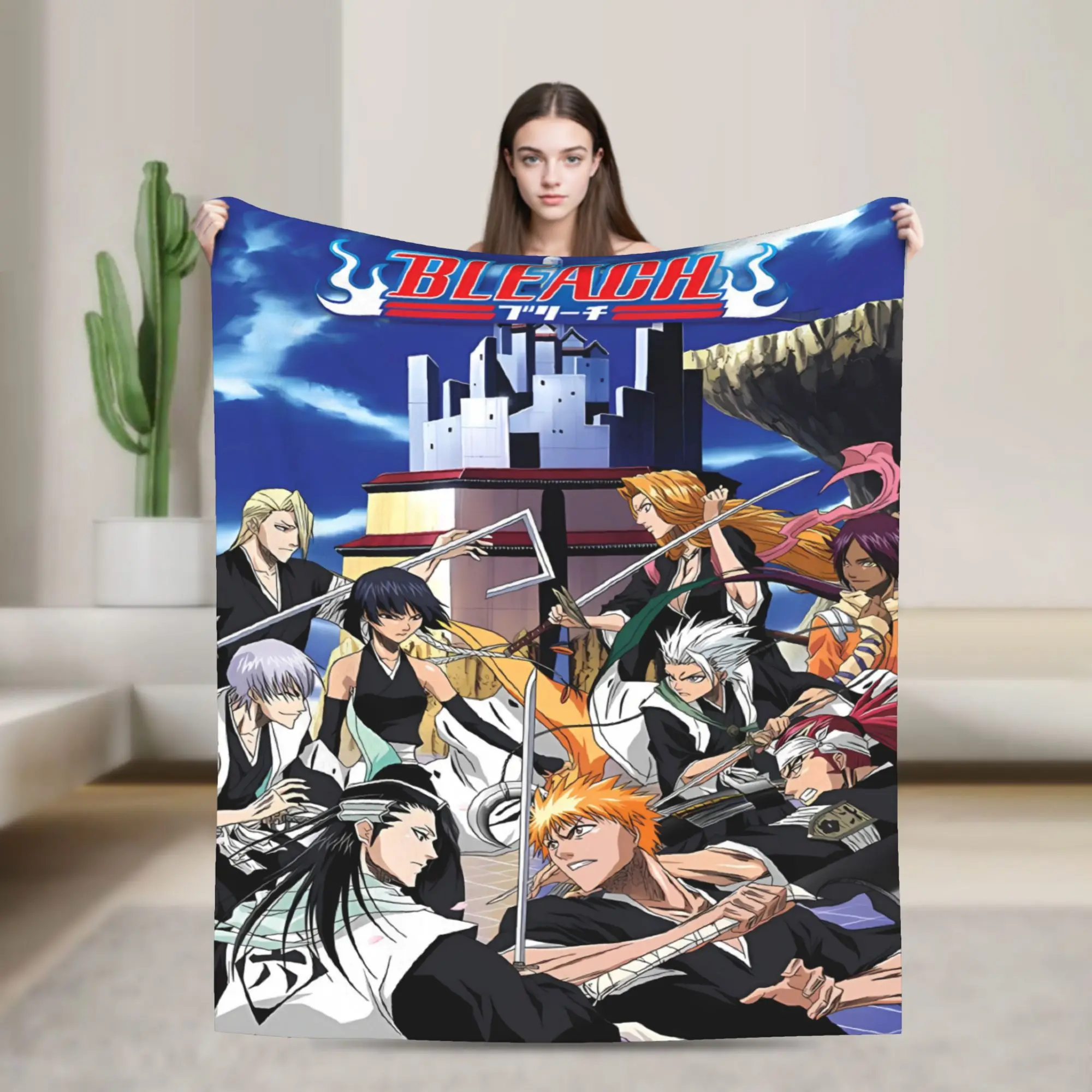 Ichigo Orihime Uryu Blanket Bleached Camping Flannel Throw Blanket For Living Room Super Soft Custom DIY Quality Bedspread Gift