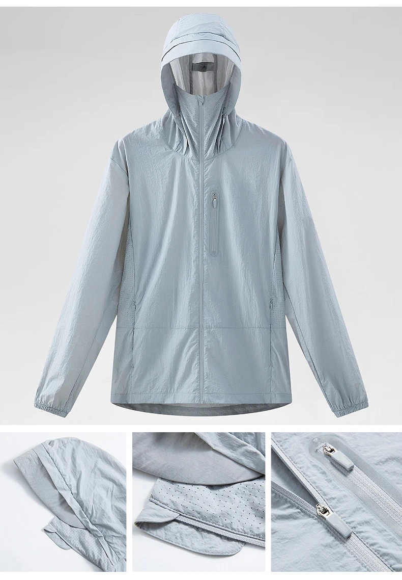 LNGXO Damen- und Herrenjacke, wasserdicht, UV-Schutz, Windjacke, Camping, Klettern, Trekking, Wanderjacke, Unisex, schnell trocknend, Sonnenschutzmantel – Detail 15