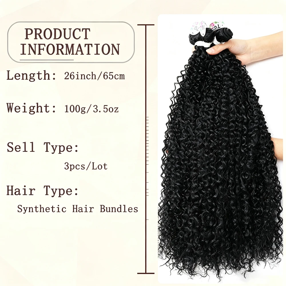 24-28inch Synthetic Curly Hair Bundles Water Wave Hair Extension Afro Kinky Hair For Women Suitable For Daily Holiday Wear