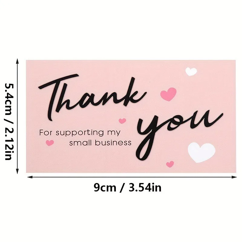 50pcs/pack Pink Thank You Card For Supporting Business Package Decoration \