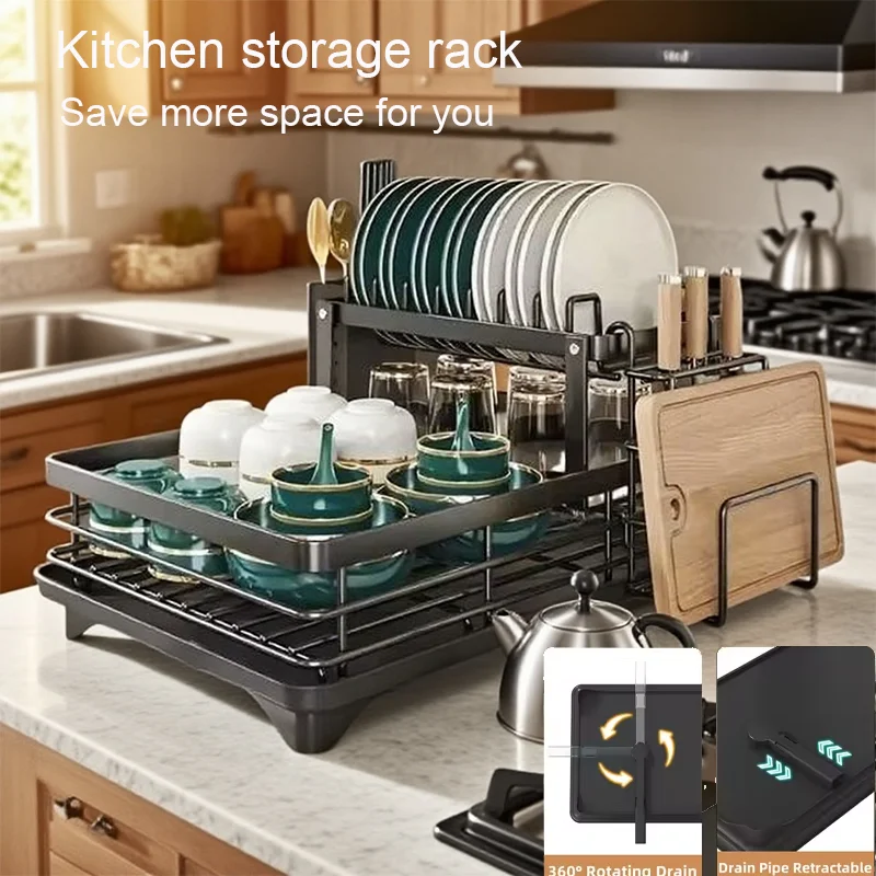 2025 nuevo estante para cuencos para el hogar, escurridor, almacenamiento de platos, armario pequeño, estante de almacenamiento de cocina, suministros de almacenamiento multicapa, estante para platos