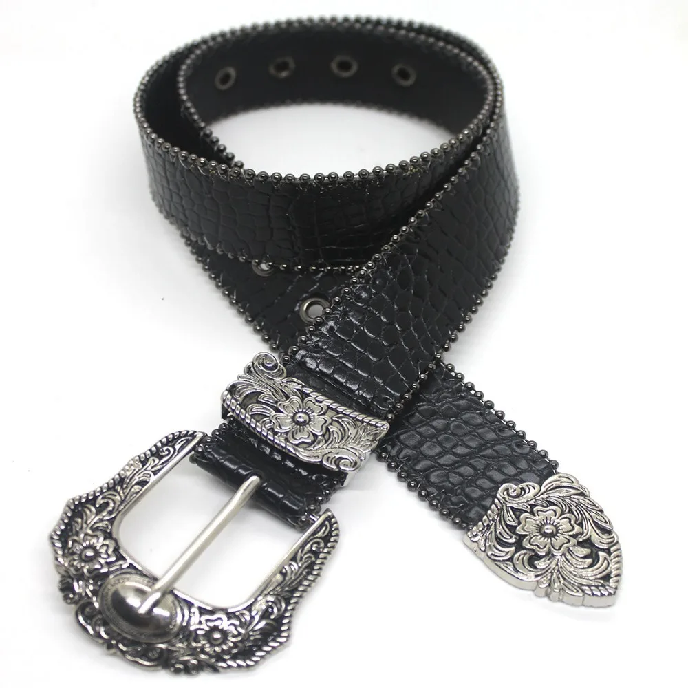 

Y2k Retro PU Leather Belt Luxury with Metal Engraved Buckle Pin Buckle Belt Versatile Jeans Belt Unisex