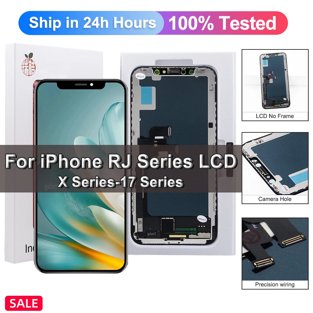 RJ INCELL For iPhone 15 16 17 Pro Max LCD Display Screen Digitizer For iPhone 12 13 Mini 14 15 16 Pro X XS Max XR 11 Display