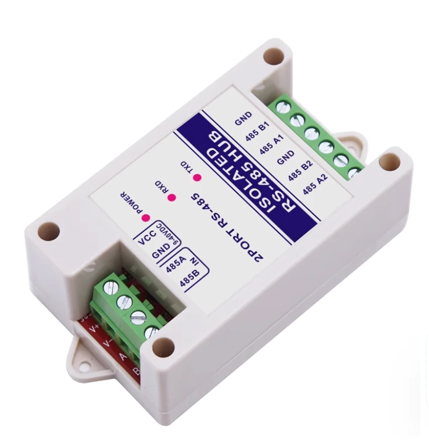 2Ports RS485 Isolated Hub Industrial Repeater Signal Amplifier Anti-interference Lightning Protection