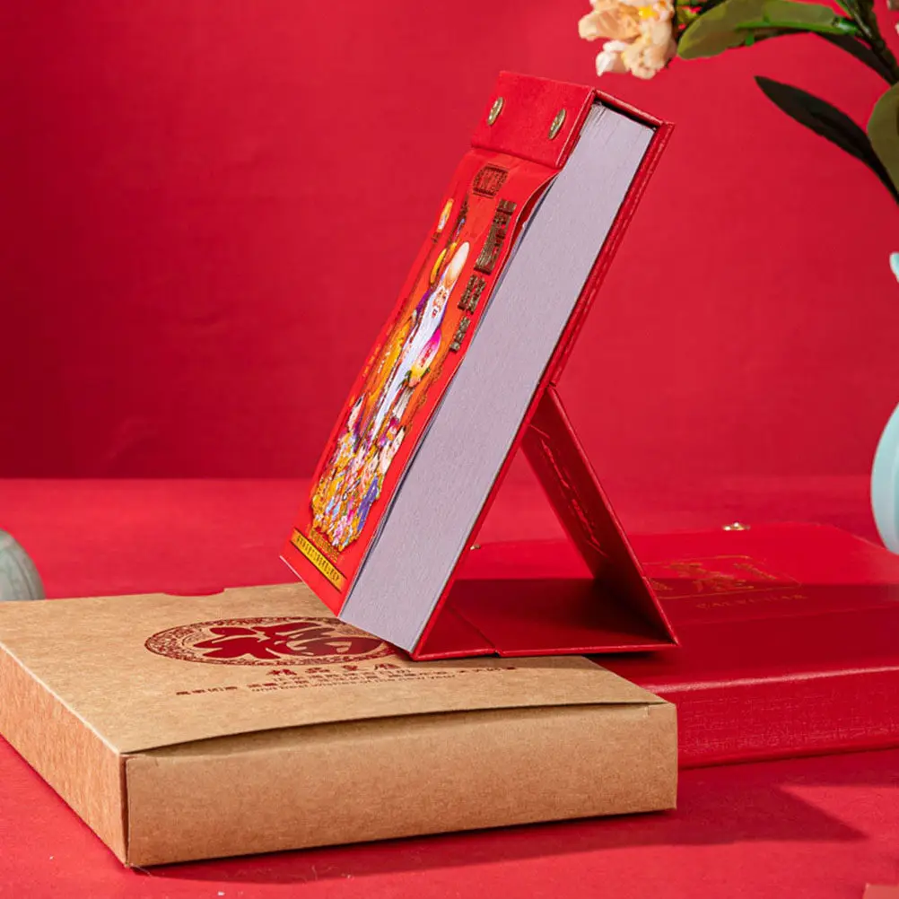 

Delicate Standing Desk Calendar Daily Use Mini Calendar Office Home Decor Chinese Style Lunar Table Decoration