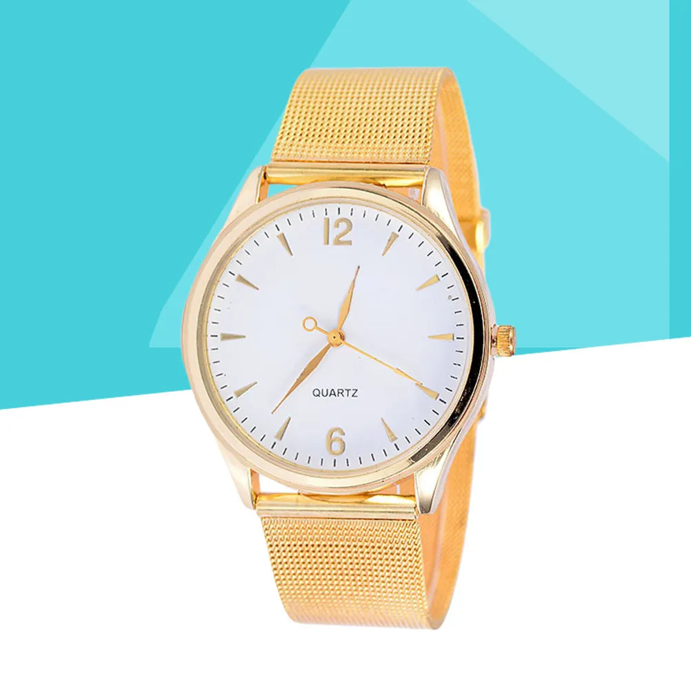Golden Women Quartz Watch with Mesh Belt Elegant Fashion Wristwatch for Valentine's Day Christmas Birthday Gift Luxury Simple