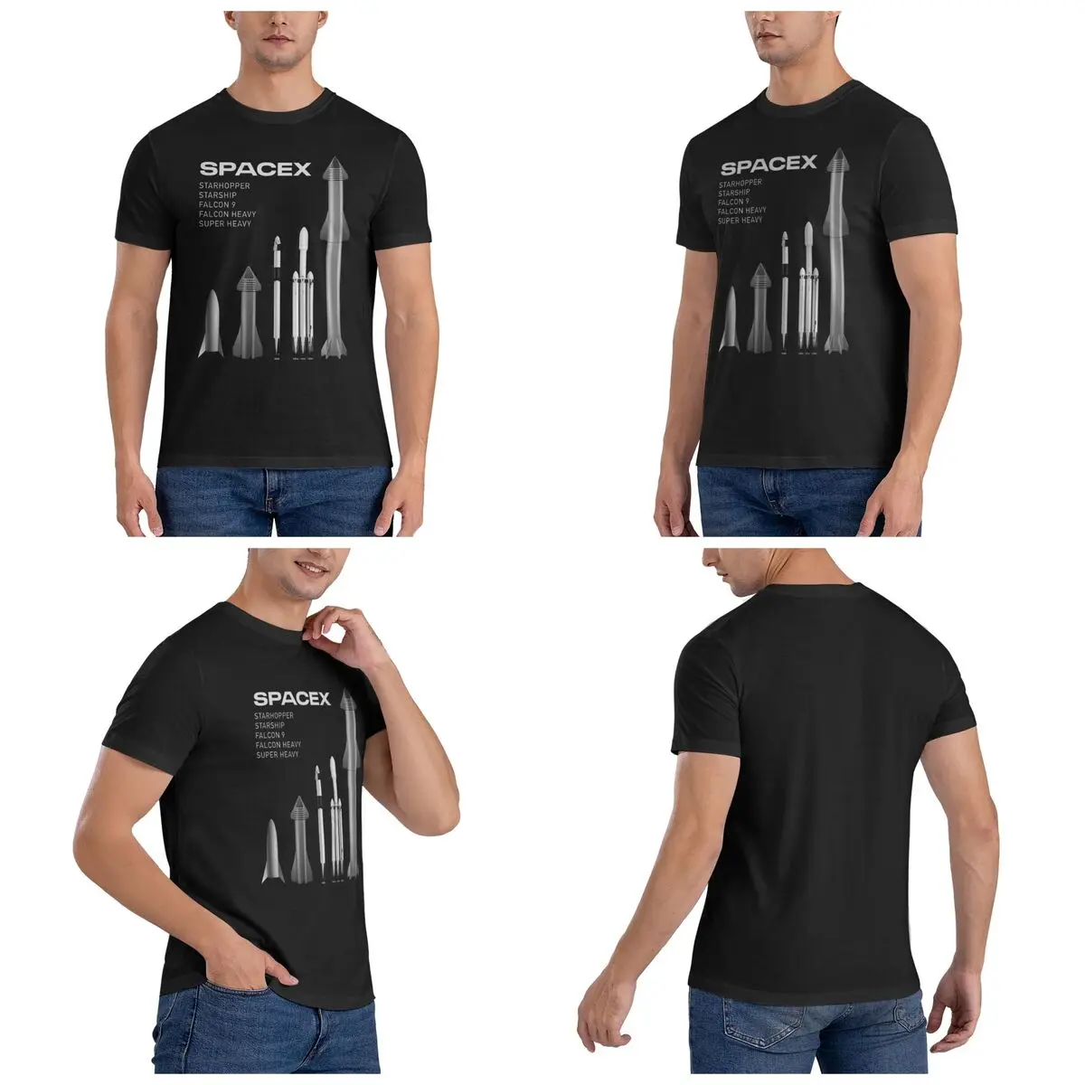 SpaceX Rockets Starship Super Heavy Falcon 9 Falcon Heavy Men T-Shirt Oversized T Shirts Men's Round Neck Cotton Tees Short Male