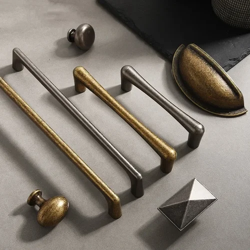 Perillas de puerta de armario, manijas de armario largas antiguas, tiradores de cajón de armario de cocina Retro, manijas de bronce para muebles