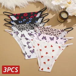 3 pz/set mutandine da donna senza cuciture Sexy farfalle a vita bassa slip Bikini leopardato femminile seta di ghiaccio senza tracce biancheria intima morbida Lingerie