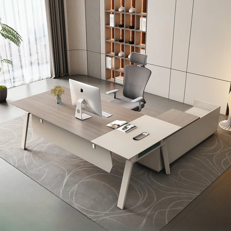 

Movable Standing Office Desk Organiser Coded Lock Reading L Shaped Table Study Portable Executive Mesa De Escritorio Furniture