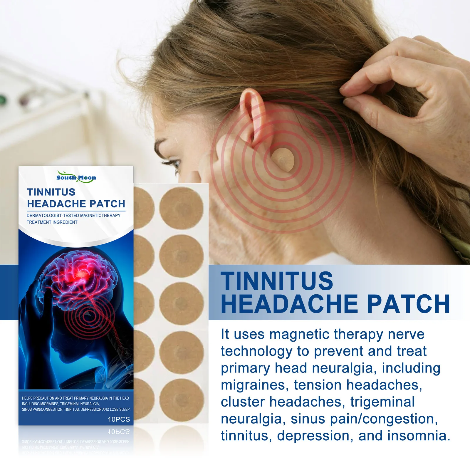 Tinnitus Relief Patch Alleviate Ringing Earache Hearing Loss Treatment Improve Migraine Dizziness Treat Ear Buzzing Plaster