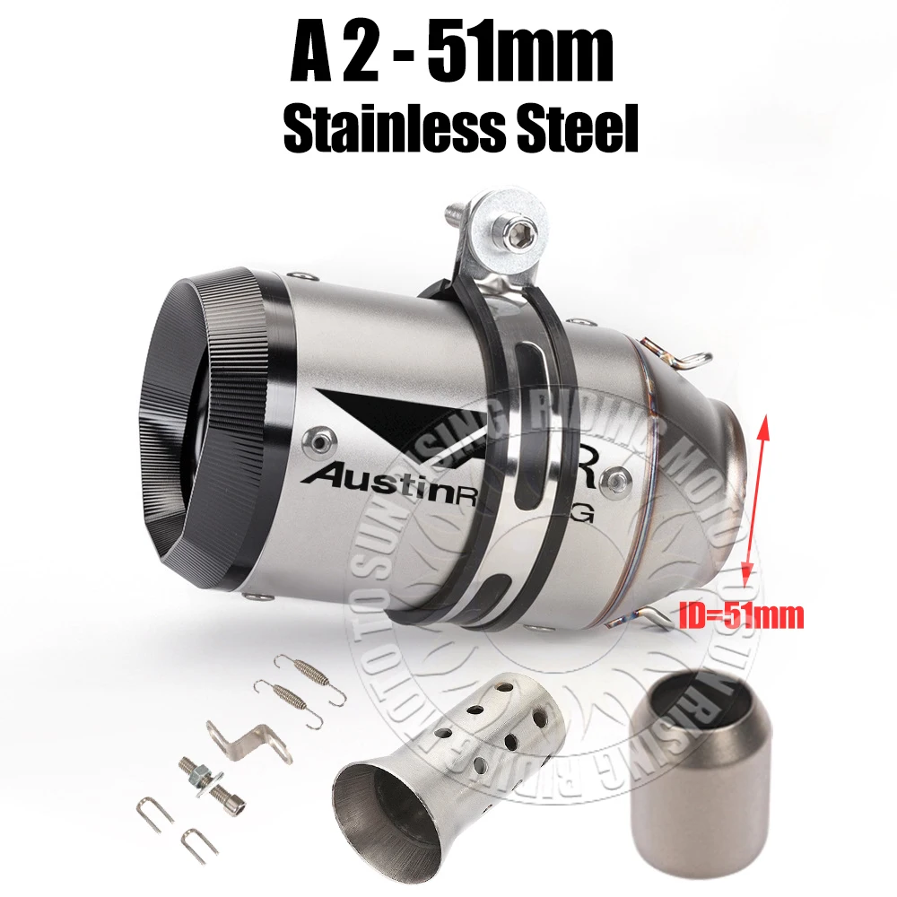 51mm 60mm Carbon/Stainless/Titanium AR Motorcycle Exhaust Muffler For Kawasaki Honda Yamaha KTM CF Suzuki Ktm Bmw etc Tail Pipe image 3