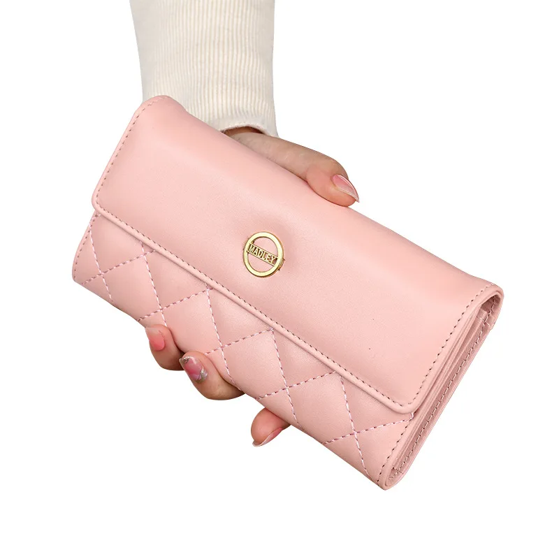 2022 New Women Wallet Lady Clutch Leather Plaid Hasp Female Wallets Long Card Holder Phone Bag Money Coin Pocket Ladies Purses