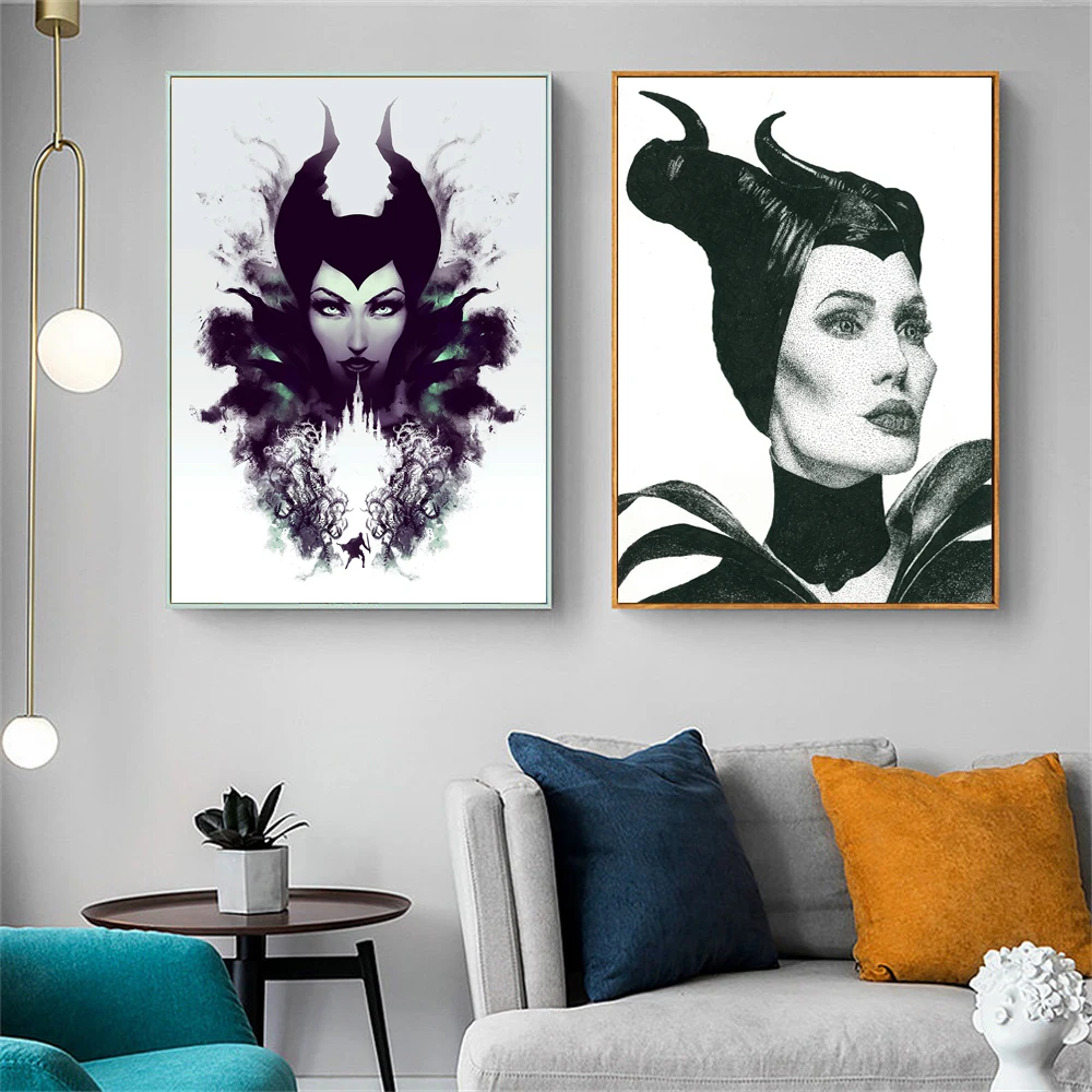 

MINISO Disney Maleficent Print Poster Disney Wall Art Canvas Painting Sleeping Beauty Fairy Tale For Girls Room Home Decor