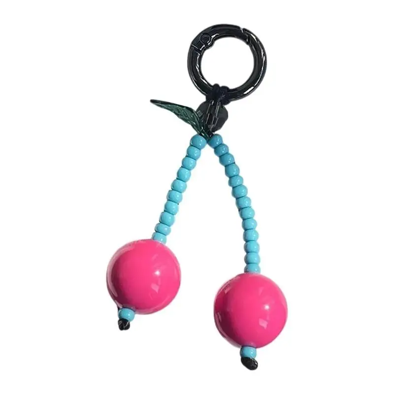 A52E Handgefertigtes, kirschfarbenes, farbenfrohes Perlen-Charm-Hängeornament, für eine besondere Note geeignet – Detail 5