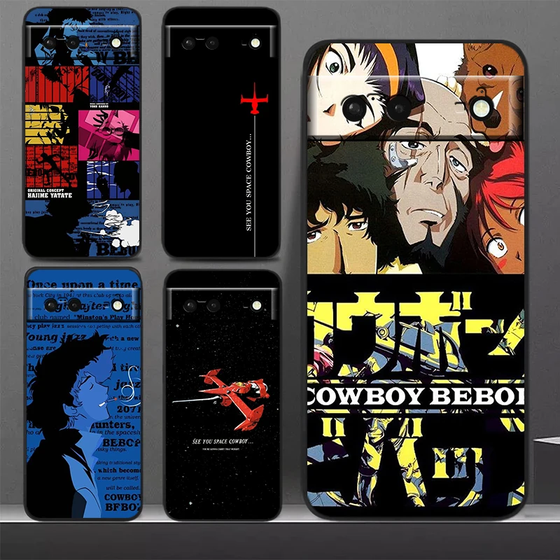 Anime Cowboy Bebop Phone Case For Google Pixel 8 7 Pro 6 Pro 6A 5A 5 4 4A XL 5G Black Soft Fundas Cover