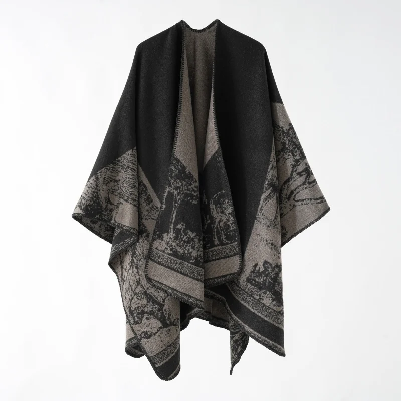 A woman\'s shawl printed with a warm cloak ethnic wind retro autumn and winter