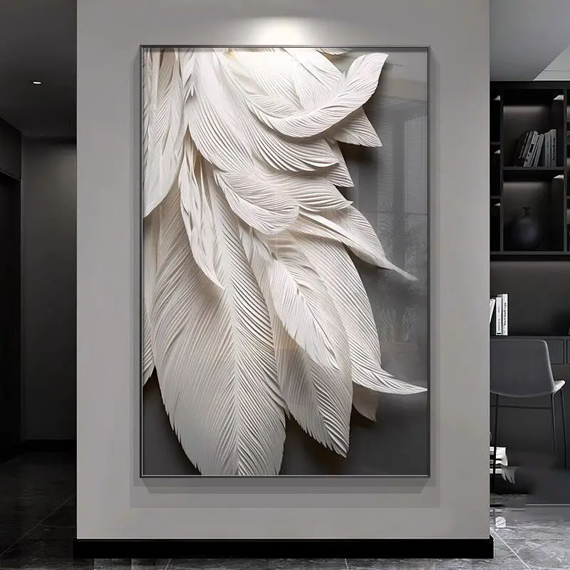 Living room decorative painting modern simple sofa background corridor entrance painting floor feather canvas painting