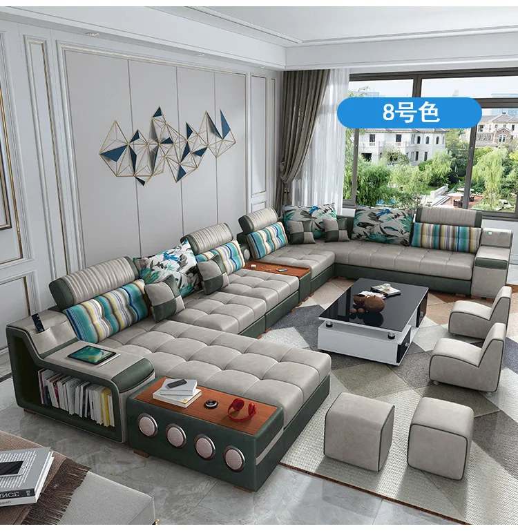 # Simple Modern Large & Small Apartment Detachable Washable Latex Sponge Technical U Shape Living Room Sofa