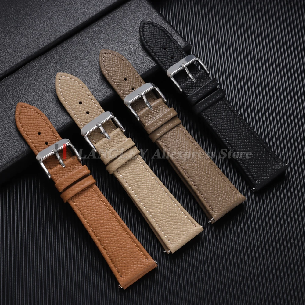 Leather Watch Strap 16/18mm 19mm 20mm 21mm 22mm Epsom Leather Watchband Quick Release Watch Band Handmade Palm Pattern Wristband