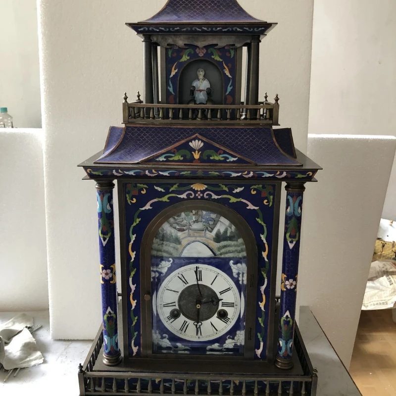 Clock Cloisonne mechanical monk ringing interesting dynamic clock