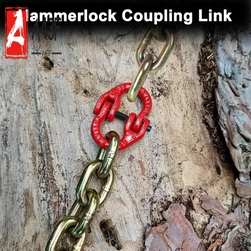 

A43F-Зединительное звено безопасной цепи, соединительное звено для буксирного сцепного устройства Hammerlock 1/2 дюйма, комплект из 2 соединителей буксирной цепи из легированной стали G80