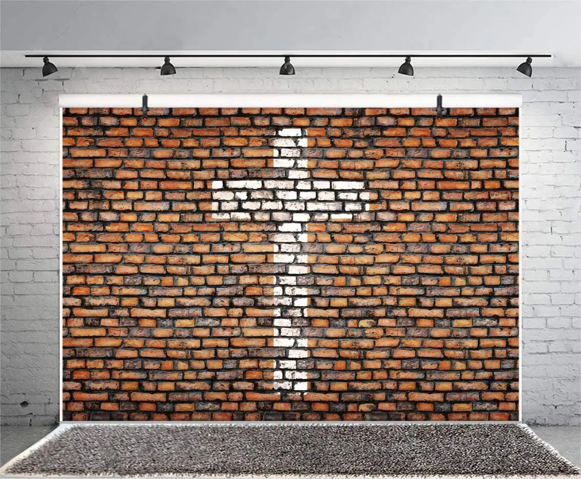 White Cross Grunge Brick Wall Backgroud Easter Day Vinyl Photography Backdrop Christian Religious Activities Festival Party