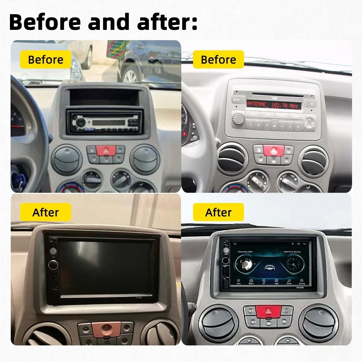 Dla FIAT Panda 2003-2012 Radio samochodowe 2 Din Android Odtwarzacz multimedialny Jednostka główna Nawigacja Autoradio Carplay Auto Car Stereo