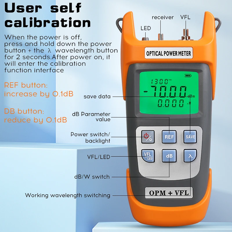 COMPTYCO OPM AUA -G710B All-IN-ONE Optical Power Meter with Visual Fault Locator optical fiber tester 15MW/30MW/50MW VFL