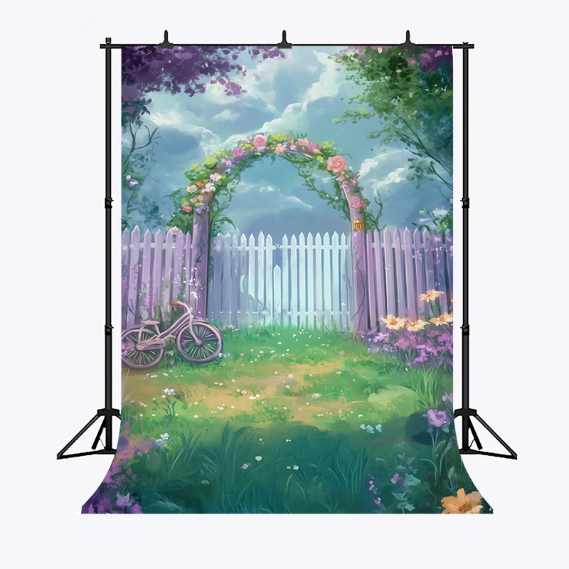 LS Spring Garden flowers Path Backdrops Kids Baby Birthday Cake Smash Photocall Decors Child Adult Wanderland Backgrounds